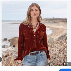 Sundance Velvet Button Down Shirt in Rich Burgundy